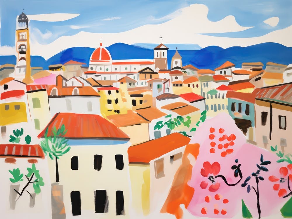 Florence Italy Cute Watercolour Illustration 4