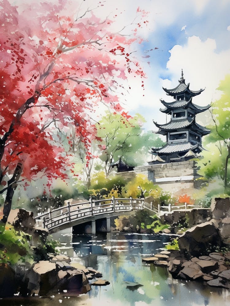 Yuyuan Garden China Watercolour 3
