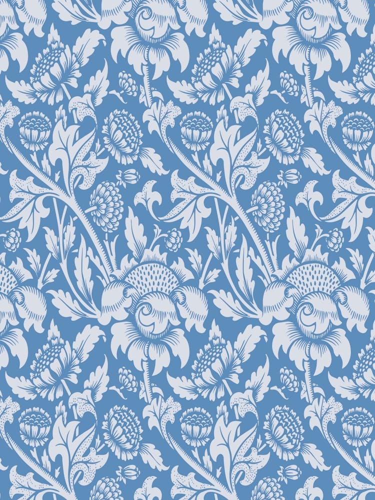 Blau-weißes Blumenmuster