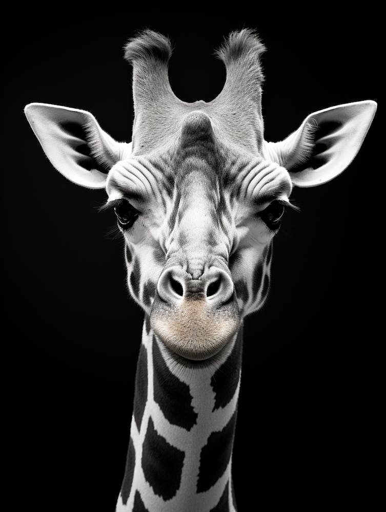 Black And White Photograph Of Giraffe