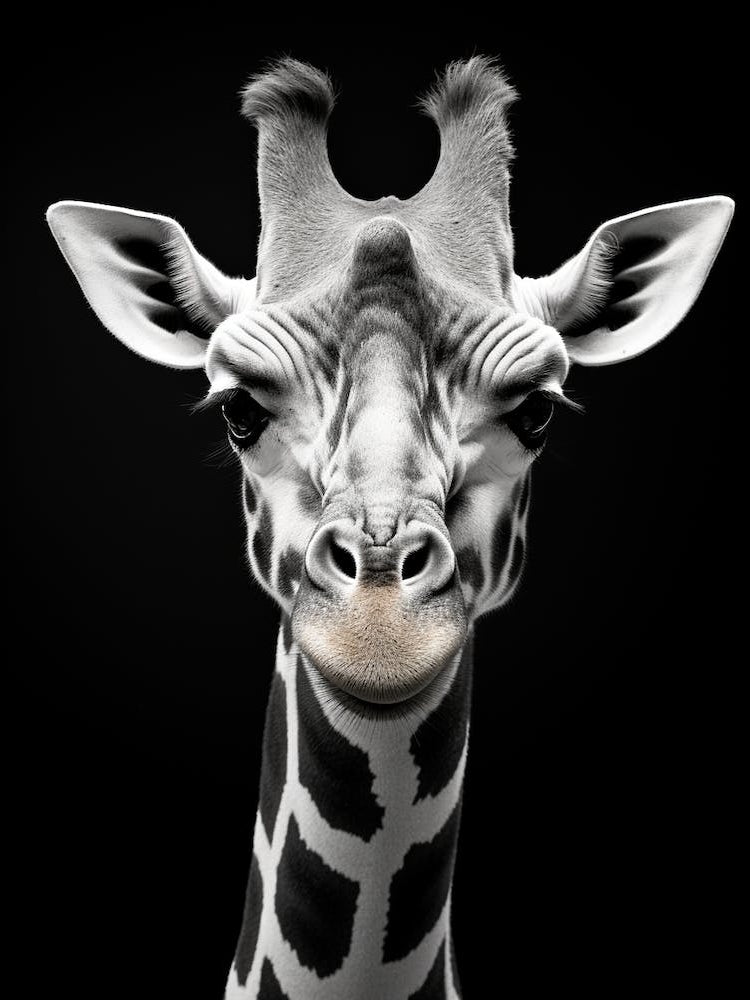 Black And White Photograph Of Giraffe