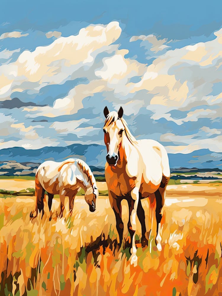 Horses Painting In Big Sky Montana, Usa 3