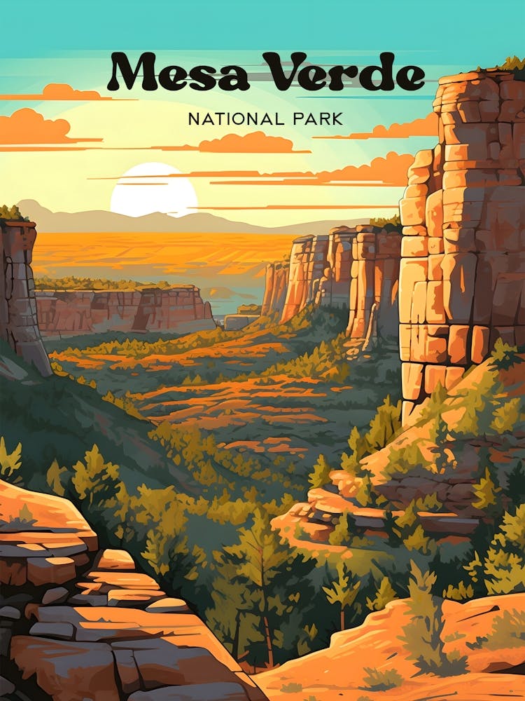 Mesa Verde National Park Colorado Hiking Travel Art