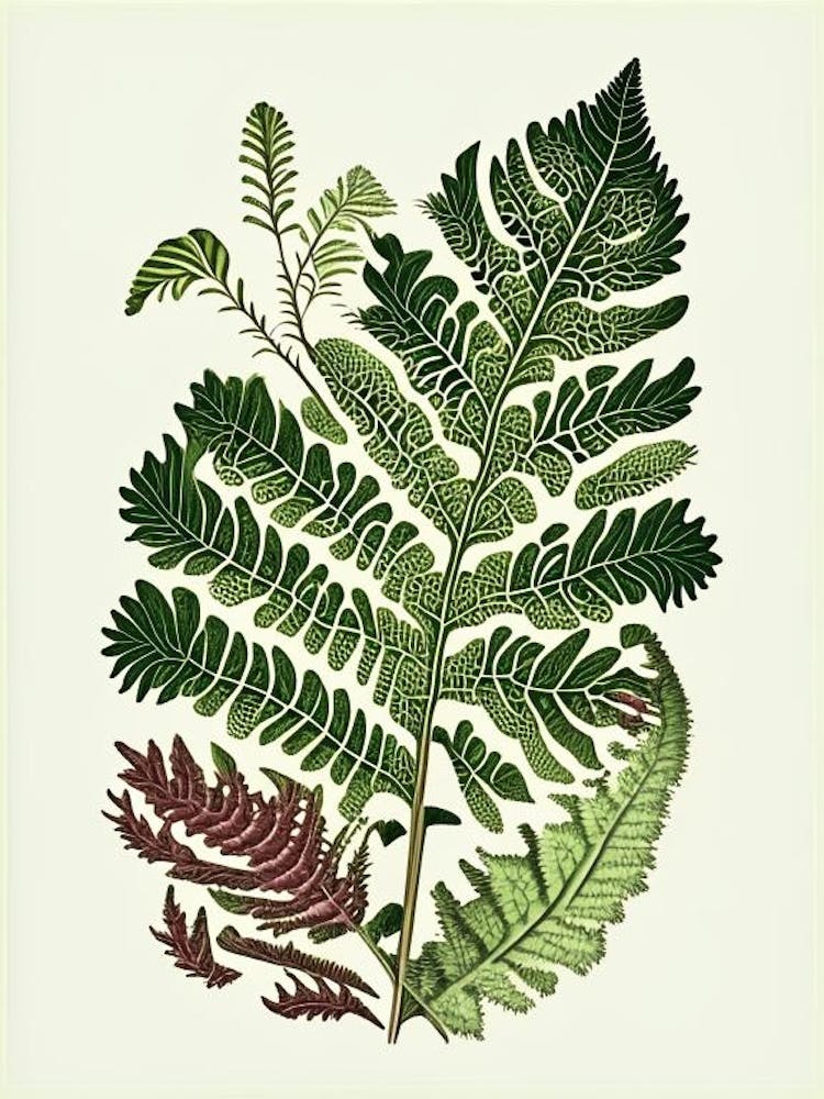 Grape Fern Wildblume Vintage Botanisch 1