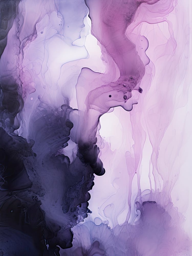Lilac And Black Flow Asbtract Painting 3