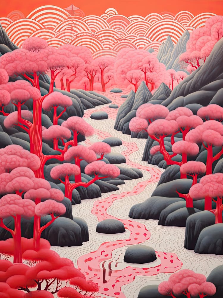 Kyoto Zen Gardens Abstract Riso Style 1
