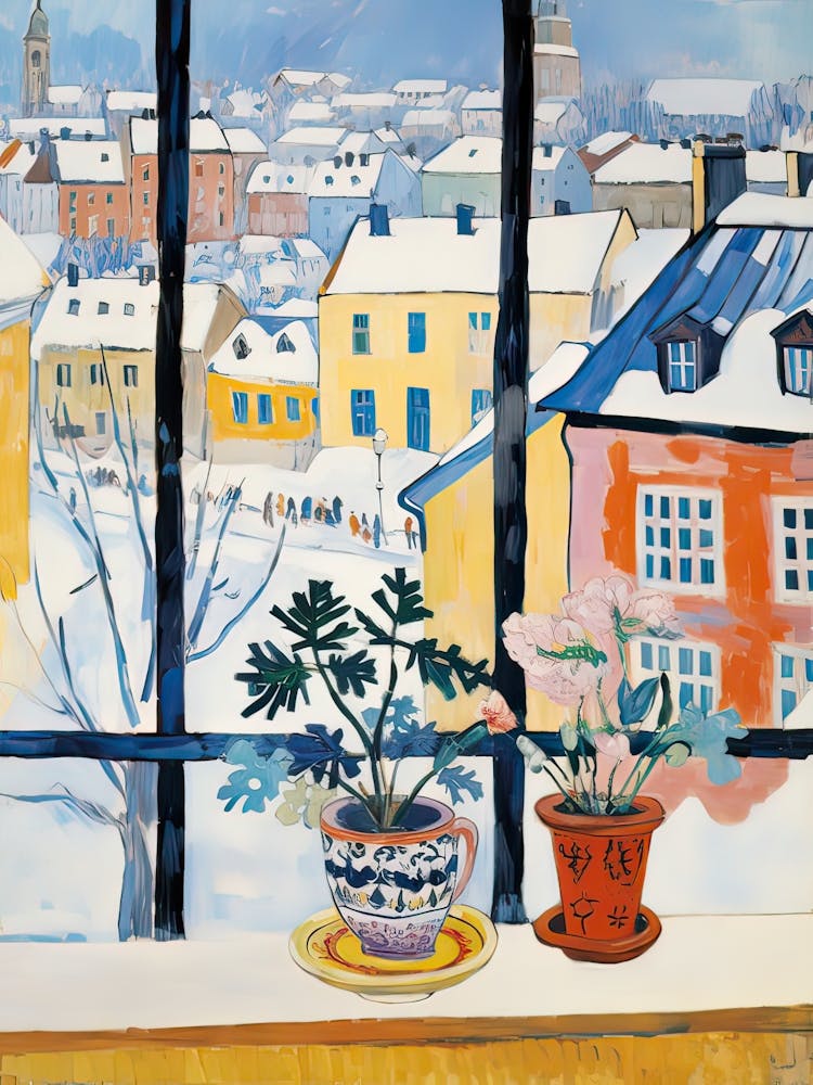 Le rebord de fenêtre de Tallinn, Estonie - Neige Inspiré par Matisse 2