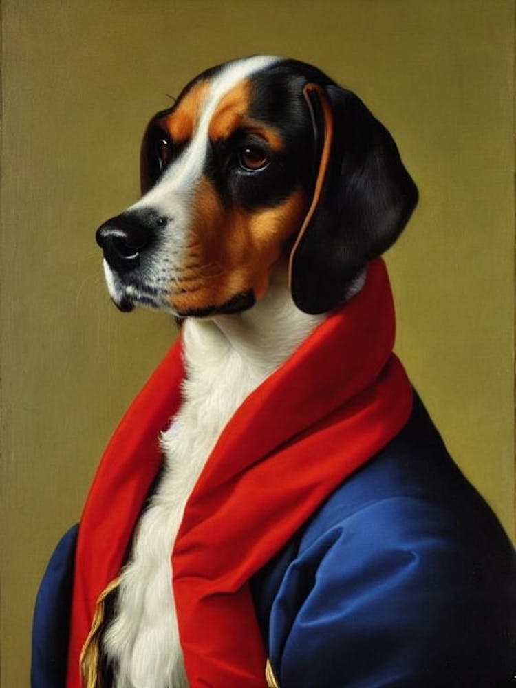 Beagle Renaissance Portrait Oil Painting