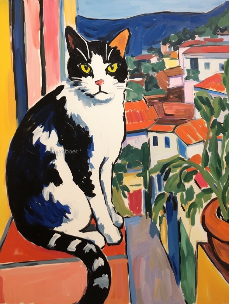 Painting Of A Cat In Florence Italy