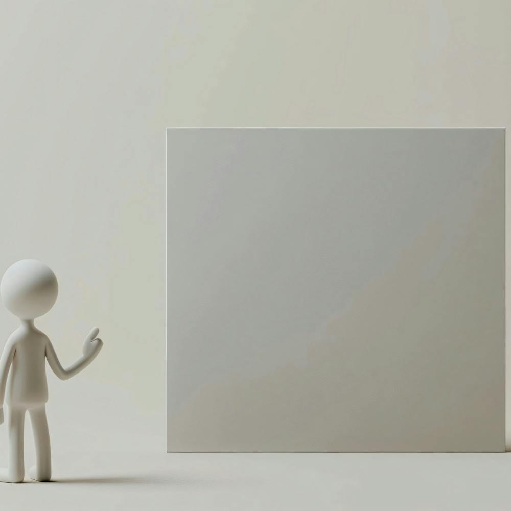 3d Character Standing Next To Blank Wall