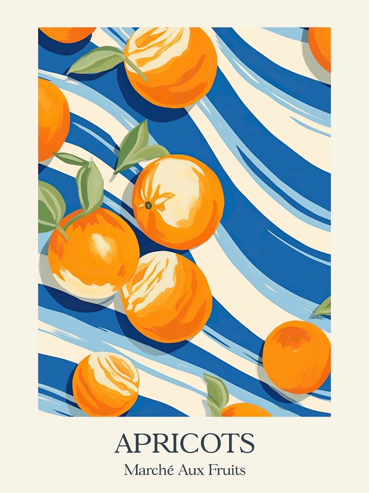 Marche Aux Fruits Poster Aprikosen Obst Sommer-Illustration 1
