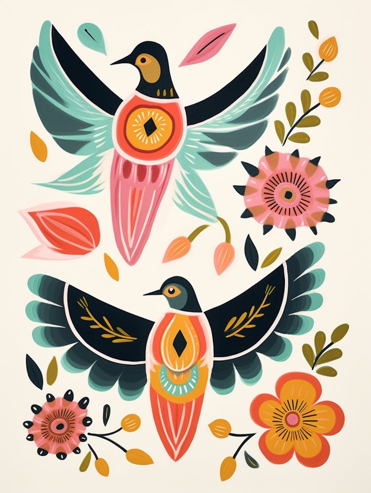 Folk Style Bird Painting Hummingbird 5