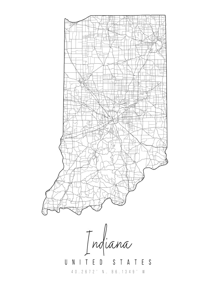 Indiana Minimal Street Map