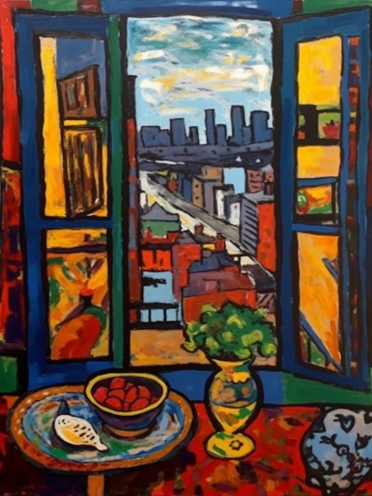 Window View Of New York In The Style Of Fauvist 2