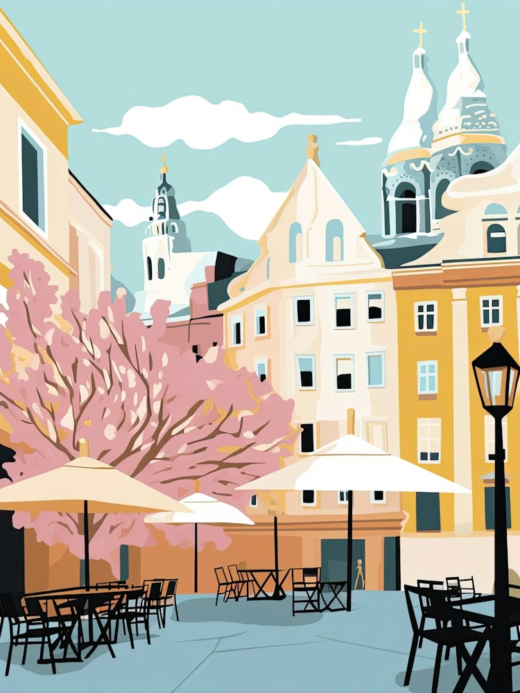 Helsinki, Finland, Flat Pastels Tones Illustration 3