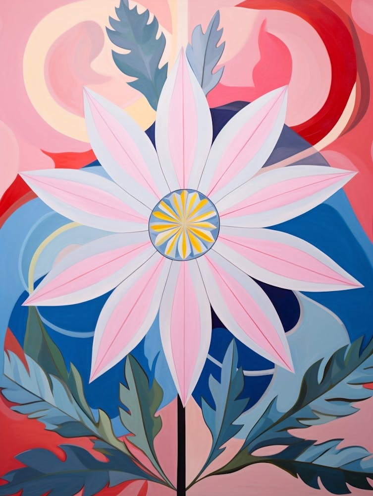 Edelweiss 1 Hilma Af Klint Inspired Pastel Flower Painting