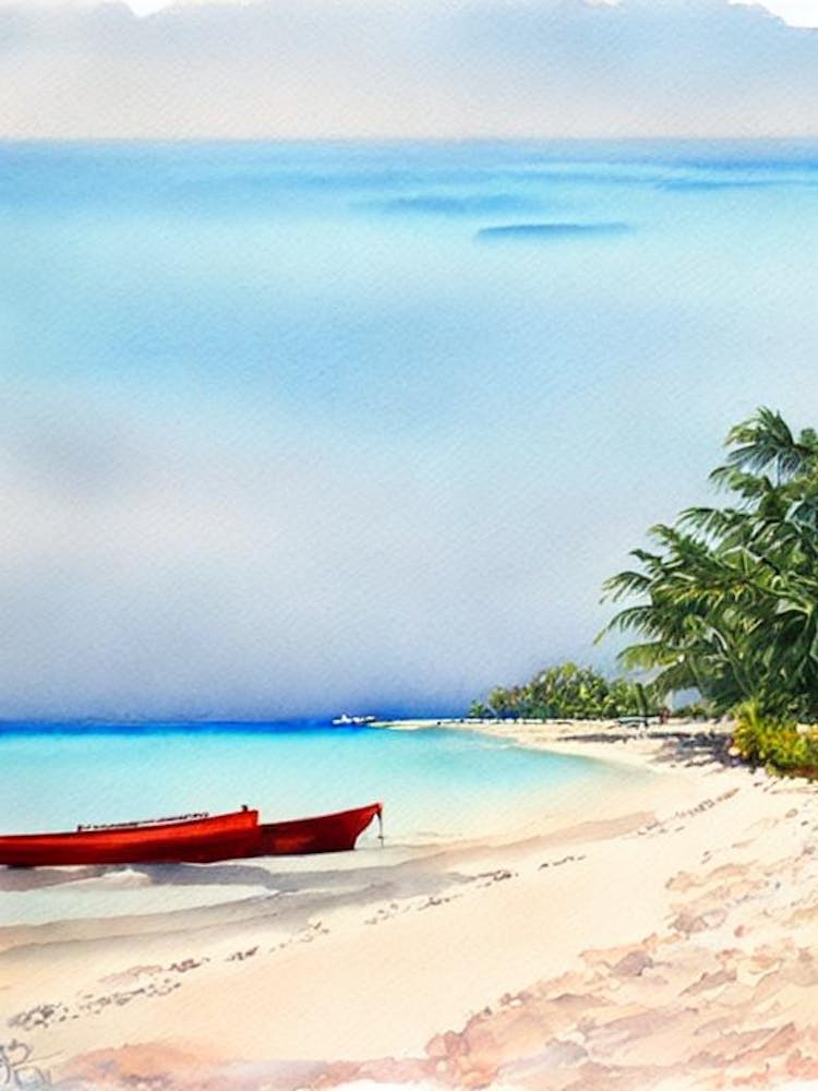 West Bay Beach, Honduras Watercolour