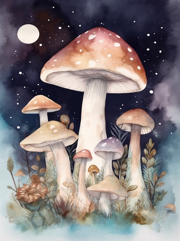 Magic Spring Mushrooms Illustration 14
