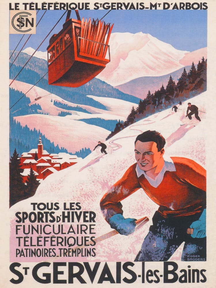 St Georges Les Bains France Vintage Ski Poster