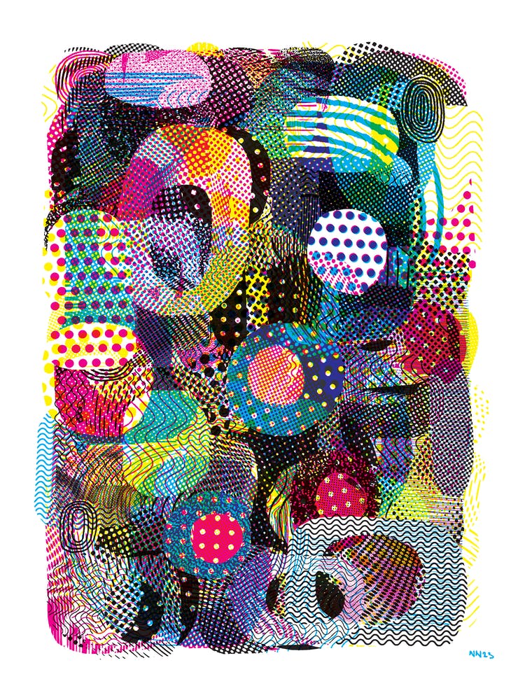 I ❤️ CMYK Halftones in Cyan, Magenta, Yellow, and Black #2.