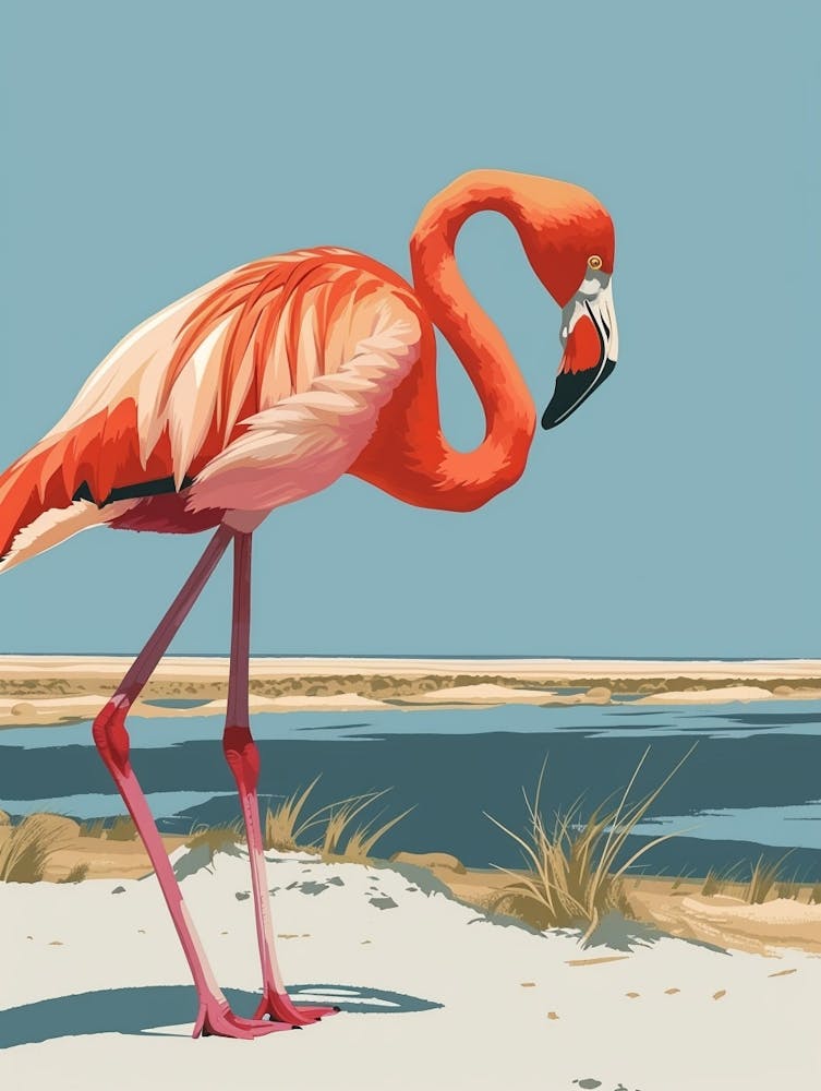 Greater Flamingo Walvis Bay Erongo Namibia Tropical Illustration 2