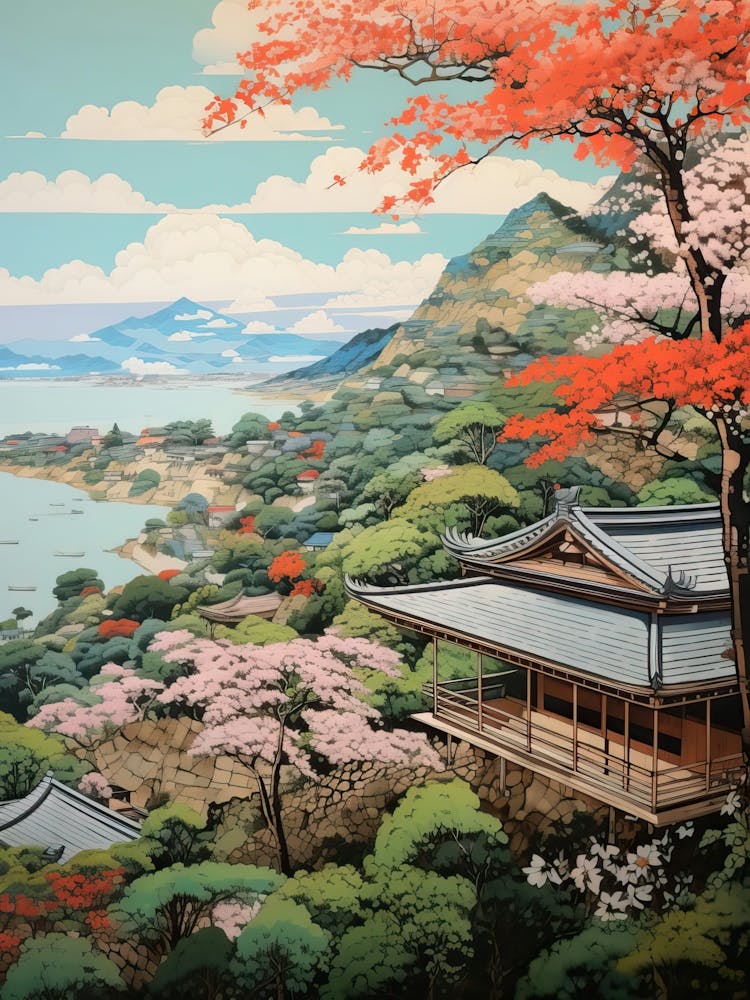 Amanohashidate In Kyoto, Ukiyo E Drawing 8