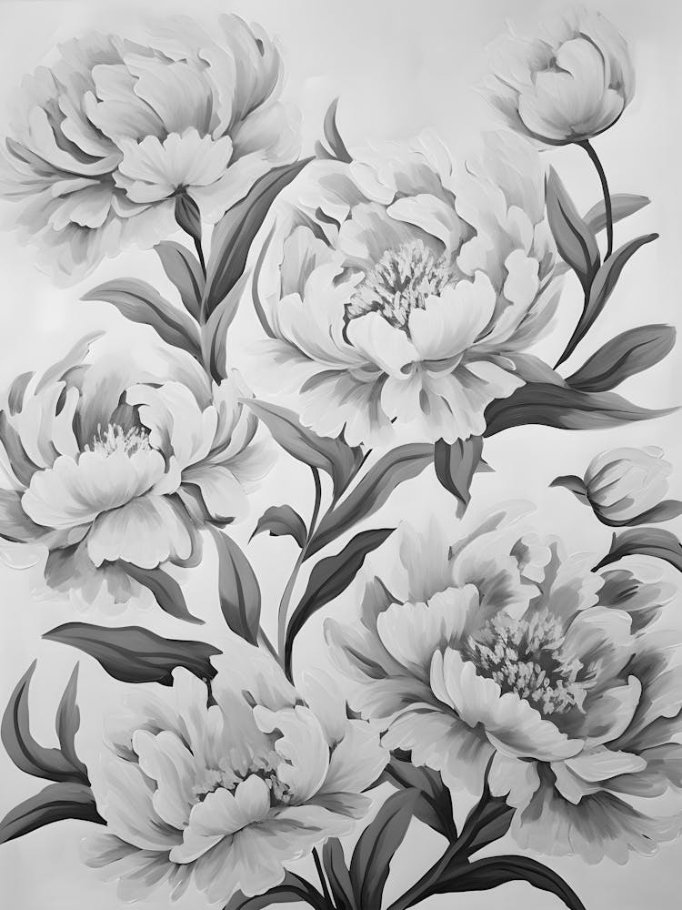 Black And White Peonies 2