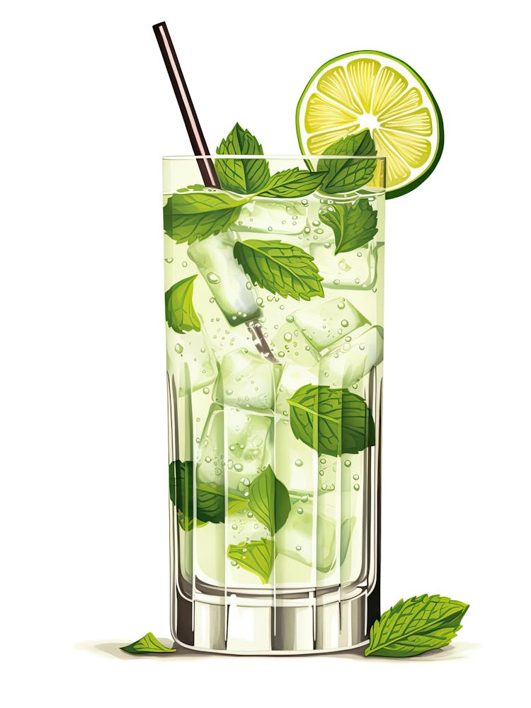 Illustration Mojito Floral Infusion Cocktail 2
