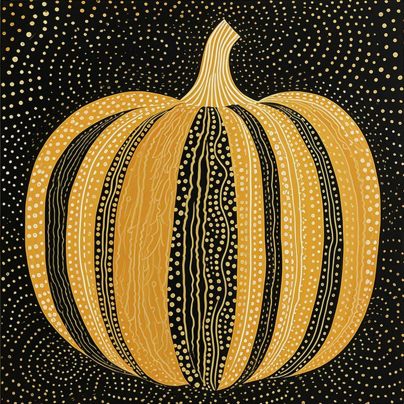 Yayoi Kusama Inspiriert Kürbis Schwarz und Orange 4