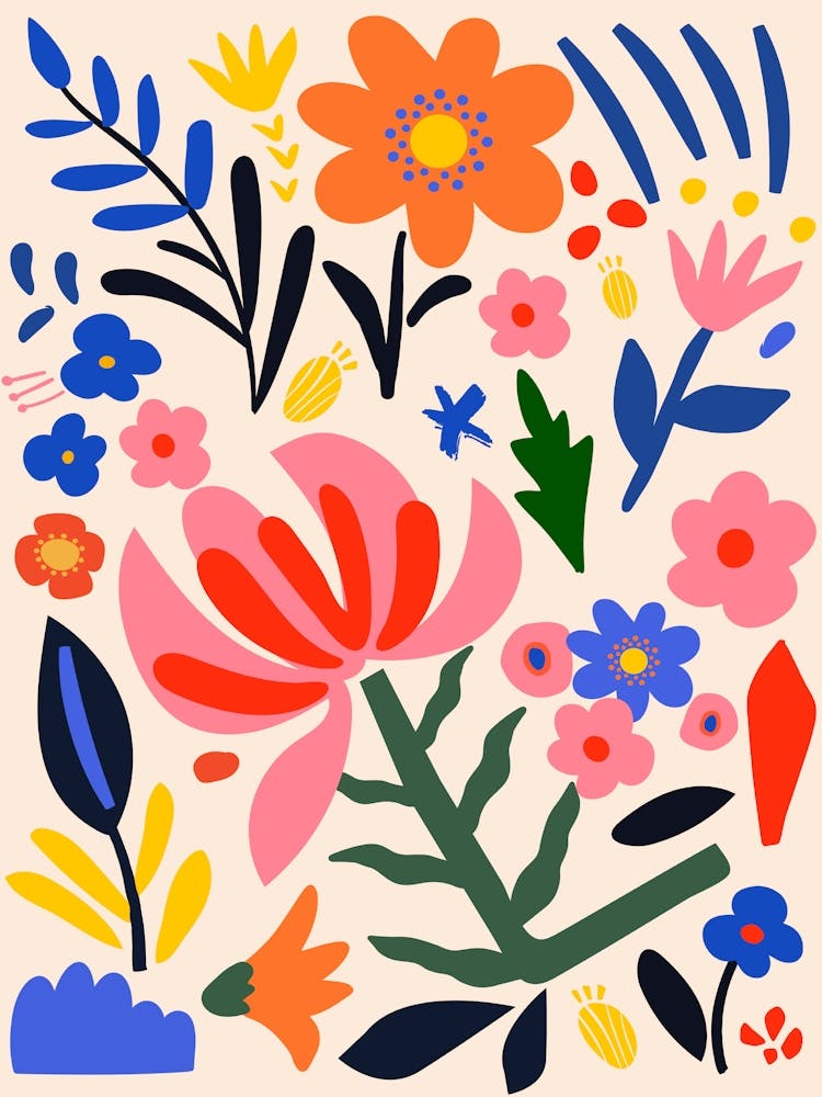 Boho Matisse Style Floral Pattern