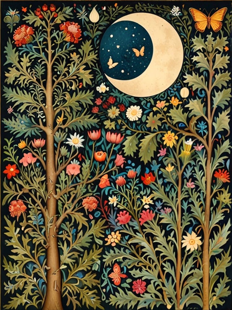 Mond und Blumen William Morris