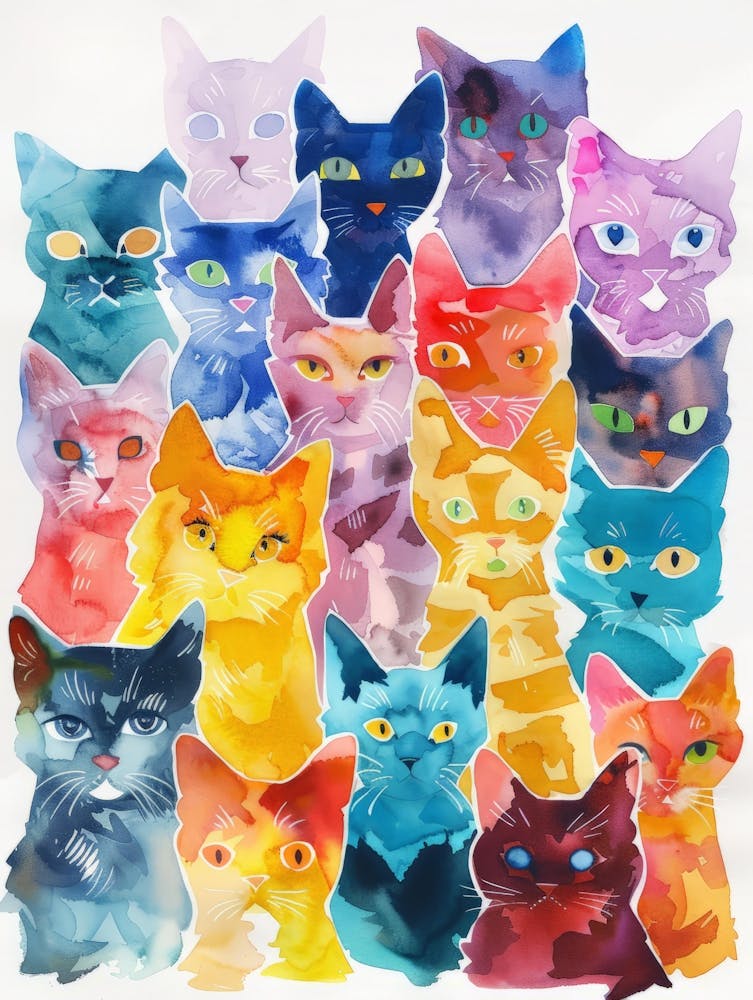 Watercolor Cats 7