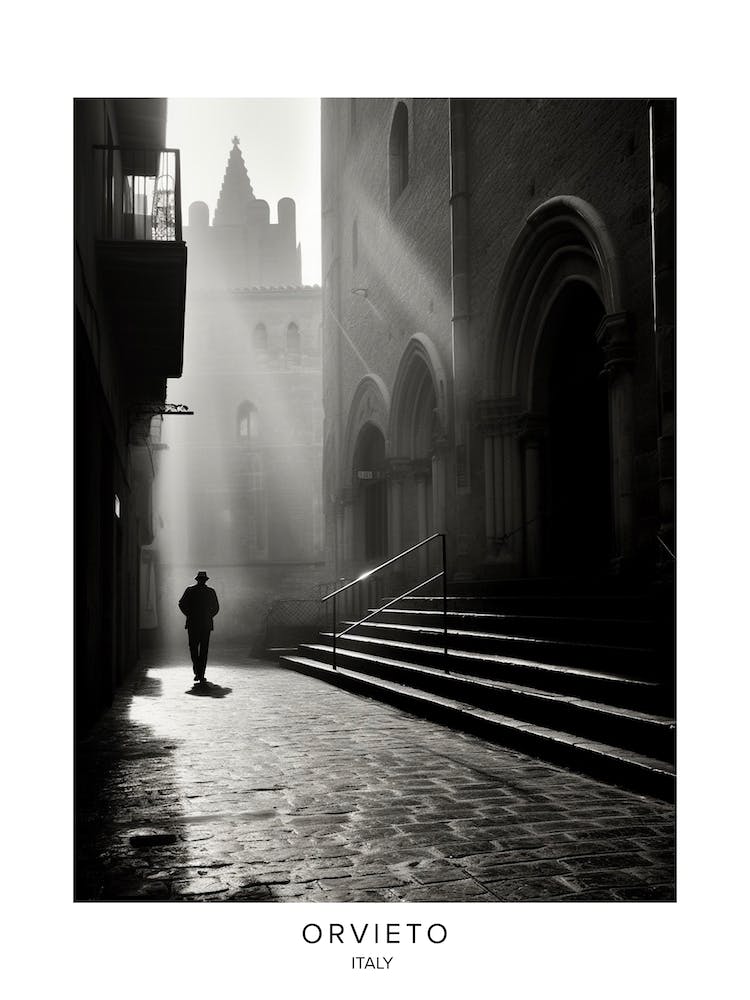 Poster Of Orvieto, Italy, Black And White Analogue Photography 2
