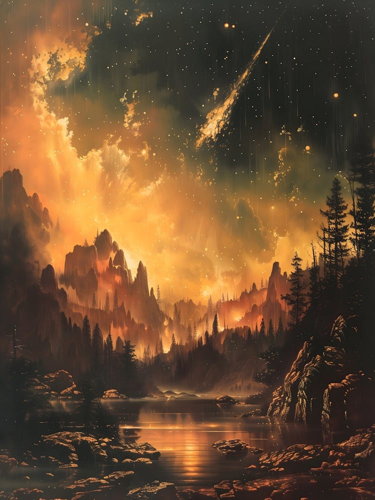 Shining Star, Bichromatic, Surrealism, Impressionism