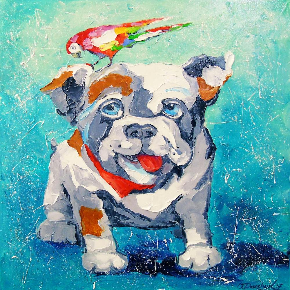 Parrot and dog are friends