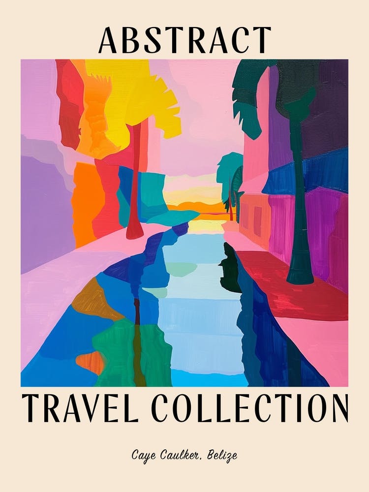 Abstract Travel Collection Poster Caye Caulker Belize 4