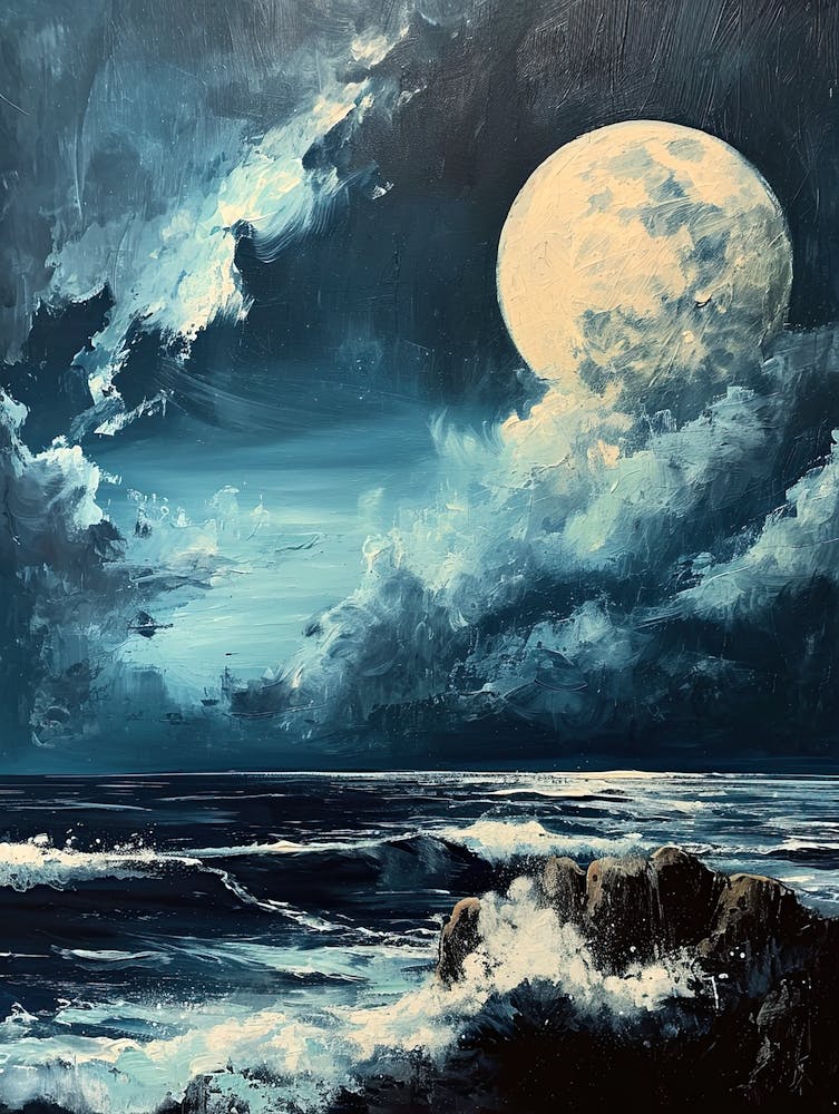 Full Moon Over The Ocean 1