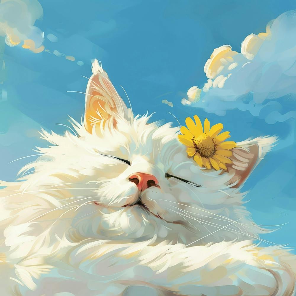 White Cat Sleeping
