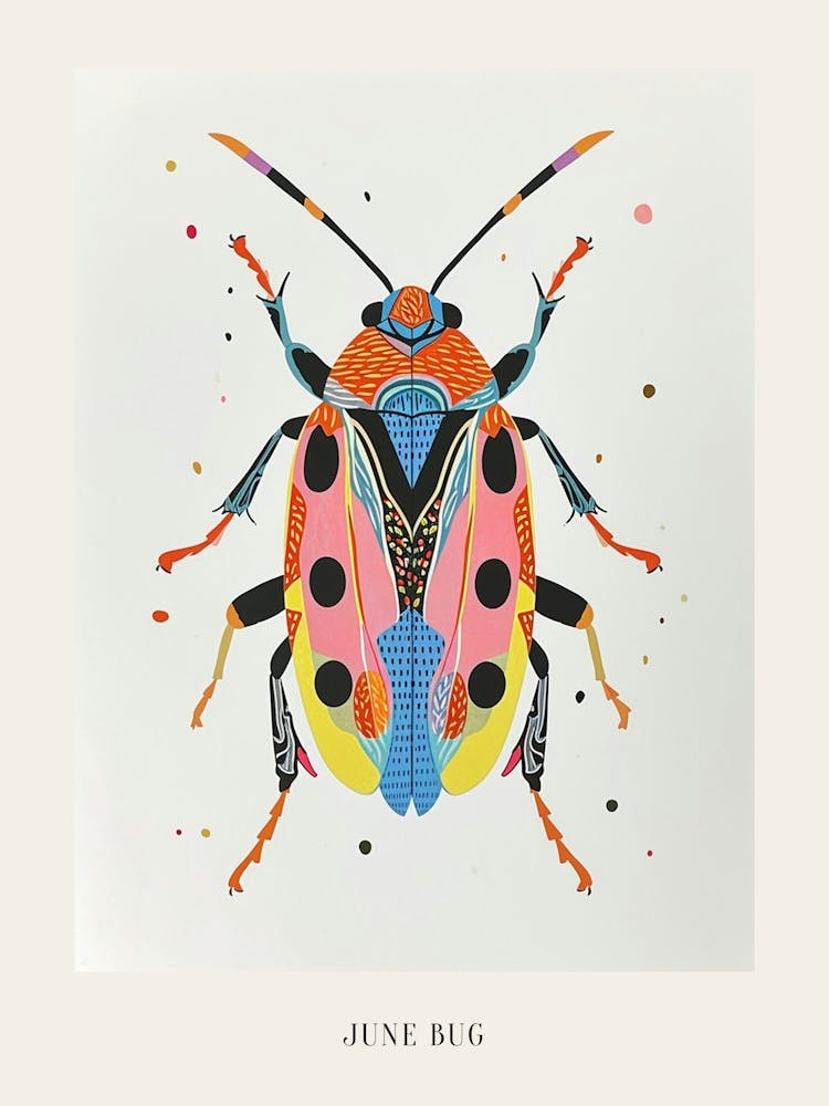 Colourful Insect Illustration June Bug 1 Poster