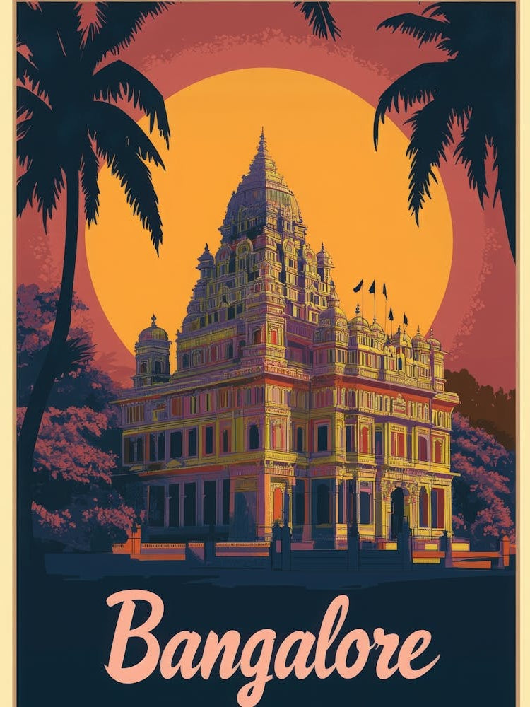 Aihrgdesign A Mid Century Modern Travel Poster For Bangalore 3