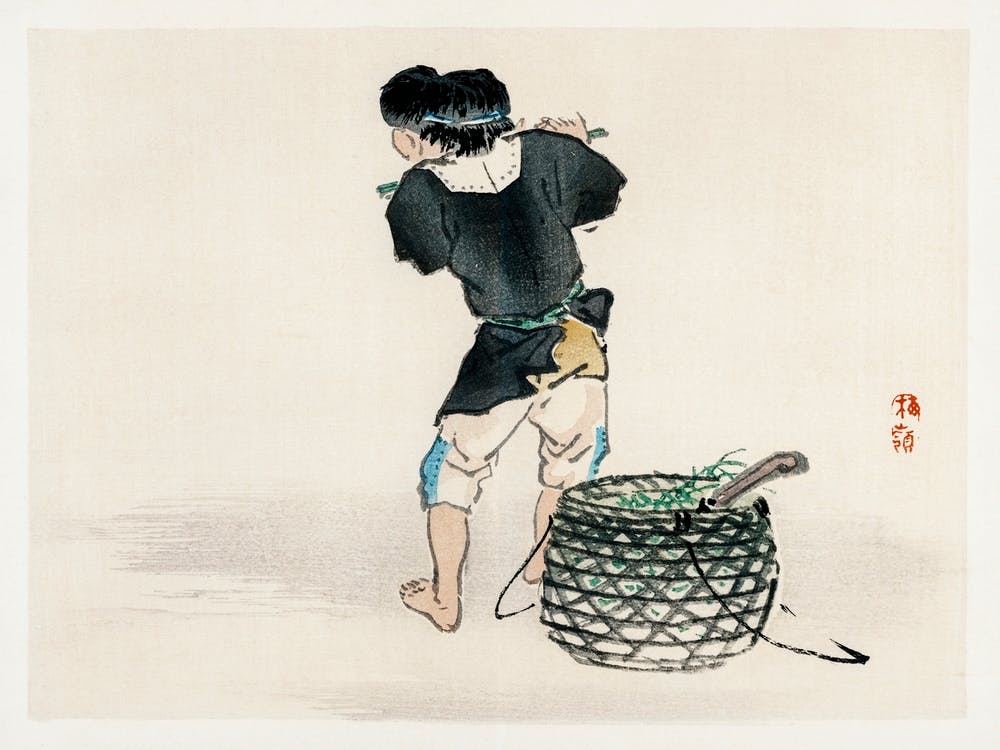 Man With Basket, Kōno Bairei