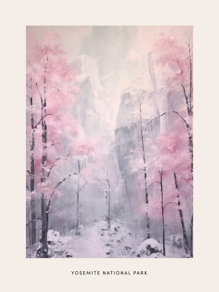 Dreamy Winter National Park Poster  Yosemite National Park United States 1