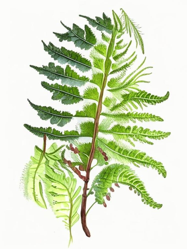 Northern Lady Fern Wildflower Watercolour 2