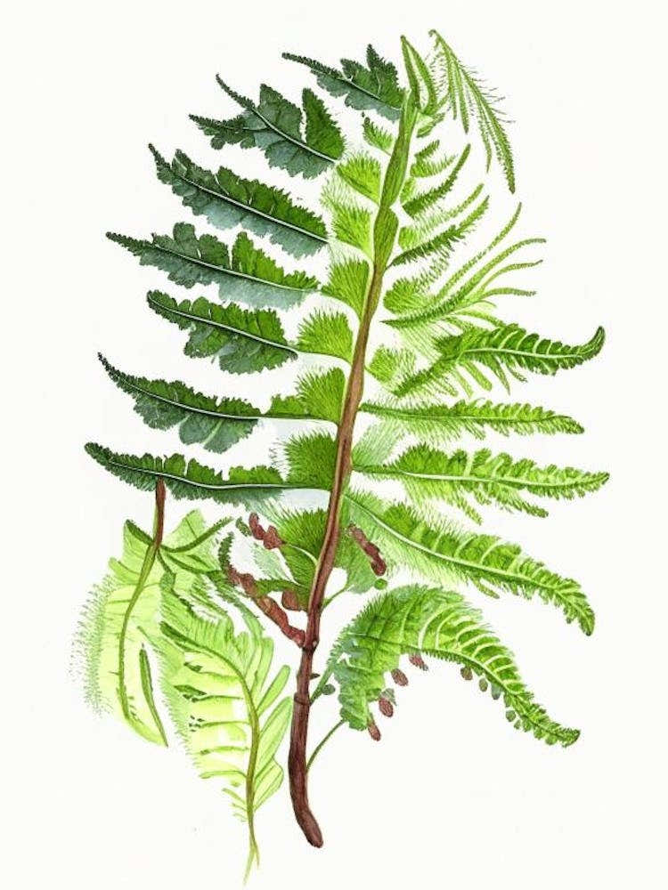 Northern Lady Fern Wildflower Watercolour 2