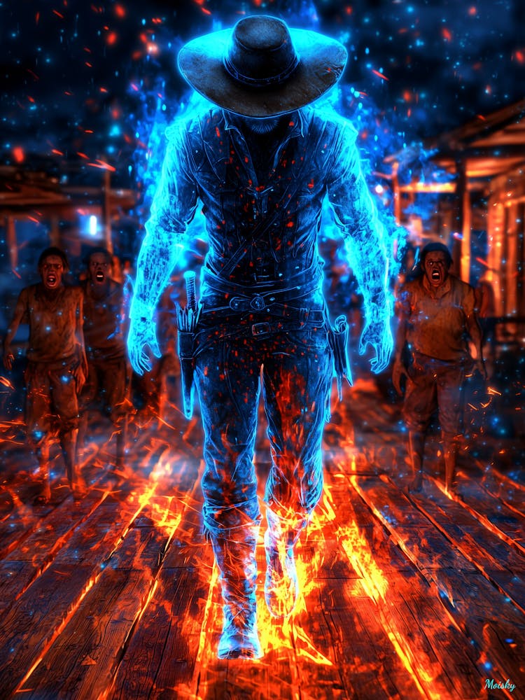 Neon Bounty Hunter – Cyber Western Outlaw Poster