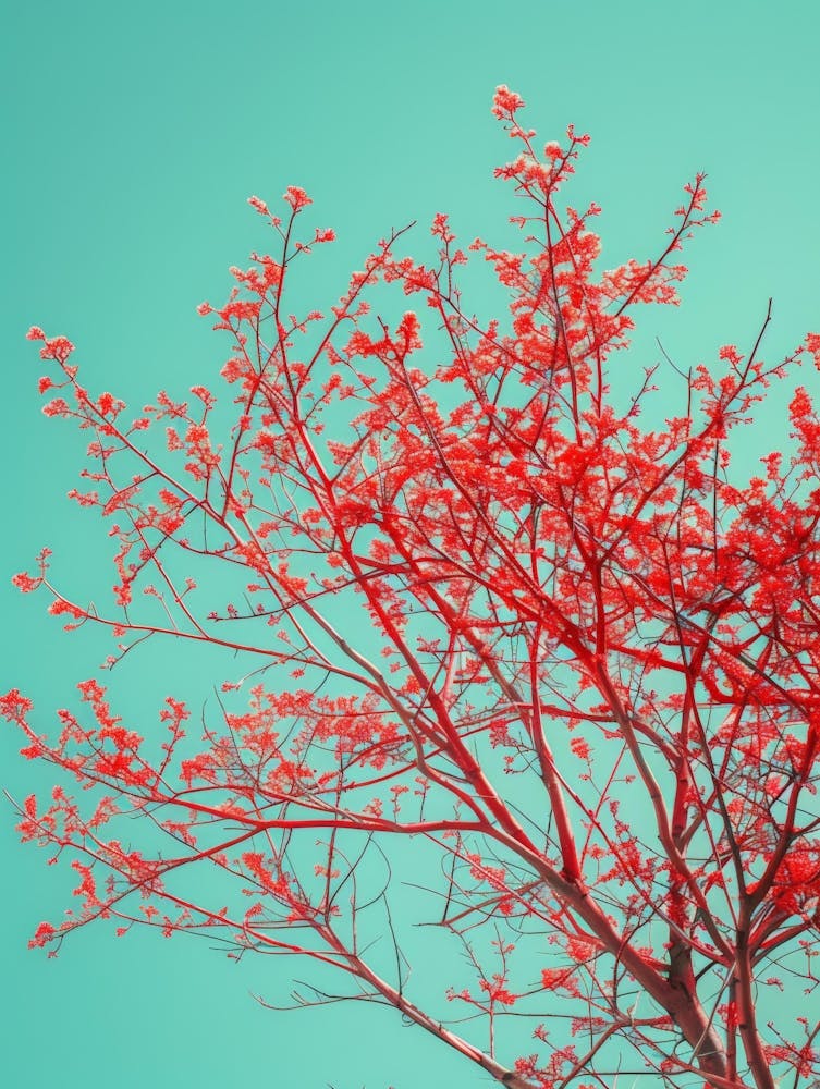 Red Tree Against Blue Sky 6
