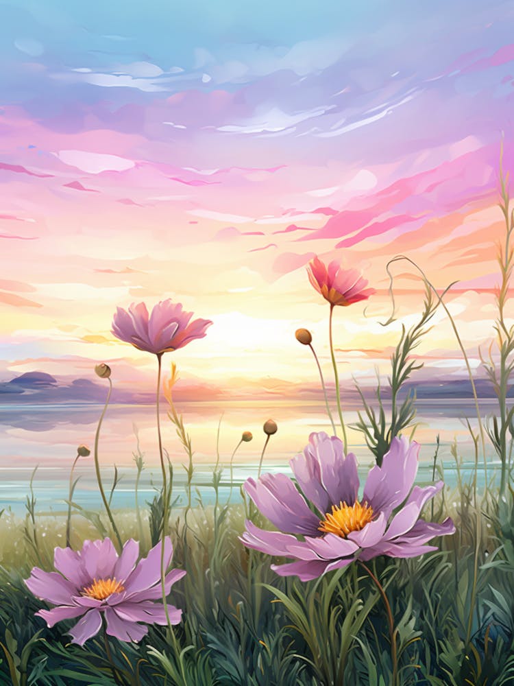 Cosmos Wilflower At Sunset In South Western Style 2