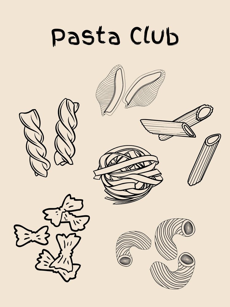 Pasta Club Poster S/W