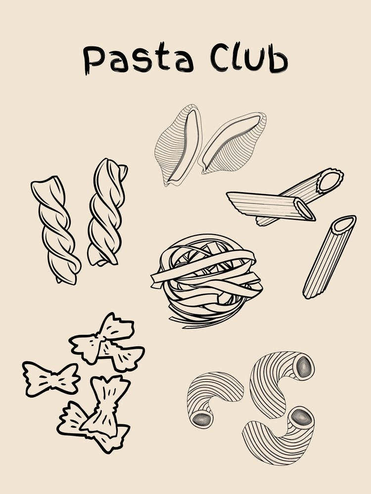 Pasta Club Poster B&W