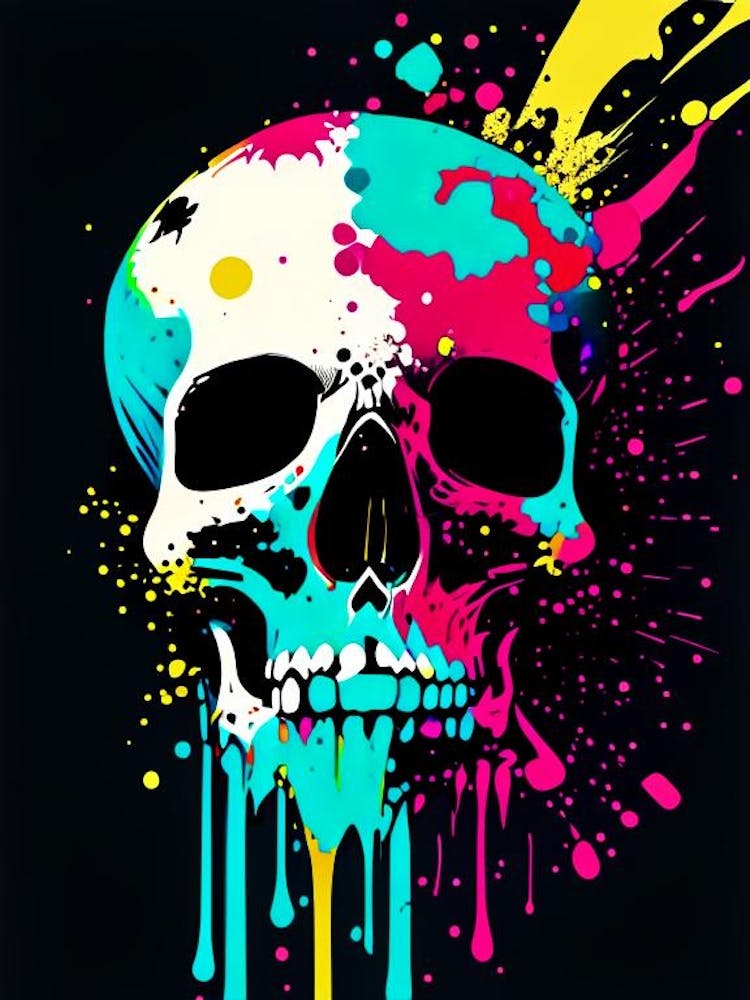Skull With Splatter Effects 1 Pop Art
